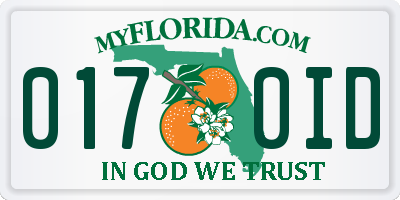 FL license plate 0170ID