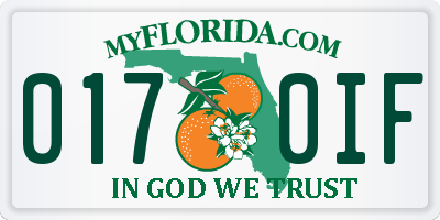 FL license plate 0170IF