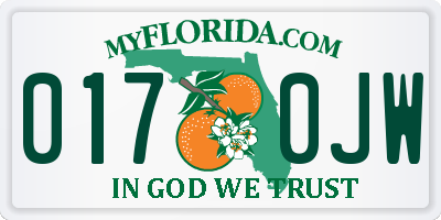 FL license plate 0170JW