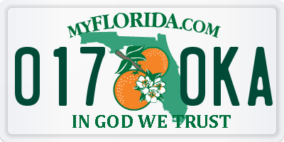 FL license plate 0170KA