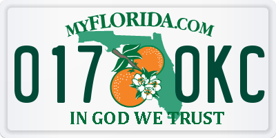 FL license plate 0170KC