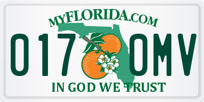 FL license plate 0170MV