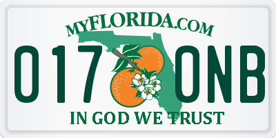 FL license plate 0170NB