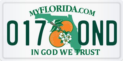 FL license plate 0170ND