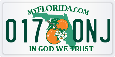 FL license plate 0170NJ
