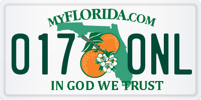 FL license plate 0170NL