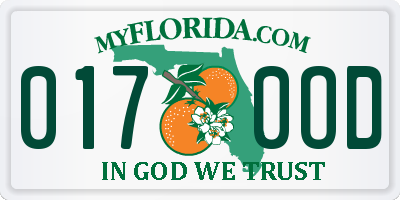 FL license plate 0170OD