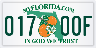 FL license plate 0170OF