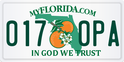 FL license plate 0170PA