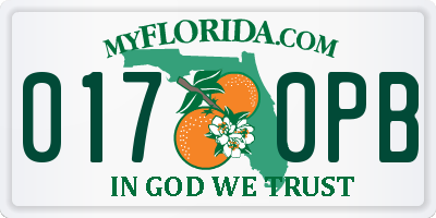 FL license plate 0170PB