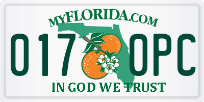 FL license plate 0170PC