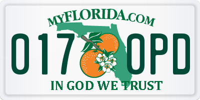 FL license plate 0170PD