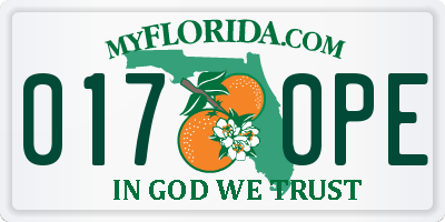 FL license plate 0170PE