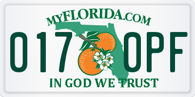 FL license plate 0170PF