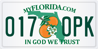 FL license plate 0170PK