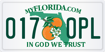 FL license plate 0170PL