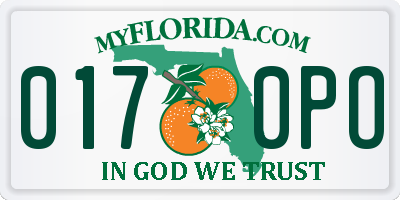 FL license plate 0170PO