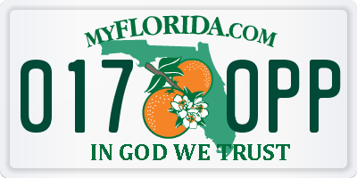 FL license plate 0170PP