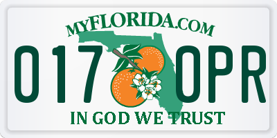 FL license plate 0170PR