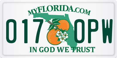 FL license plate 0170PW