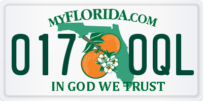 FL license plate 0170QL