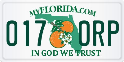 FL license plate 0170RP