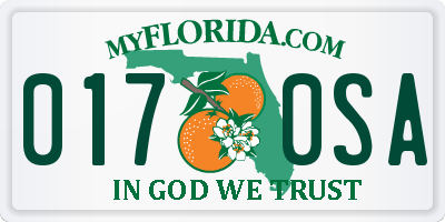 FL license plate 0170SA