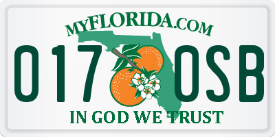 FL license plate 0170SB