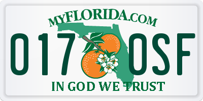 FL license plate 0170SF