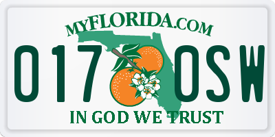 FL license plate 0170SW