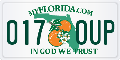 FL license plate 0170UP