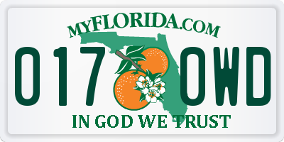 FL license plate 0170WD