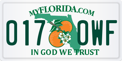 FL license plate 0170WF