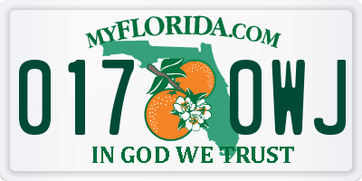 FL license plate 0170WJ