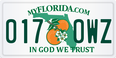 FL license plate 0170WZ