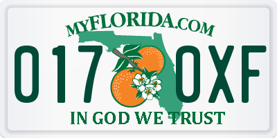 FL license plate 0170XF