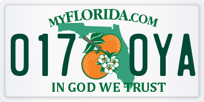 FL license plate 0170YA