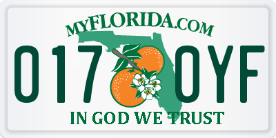 FL license plate 0170YF