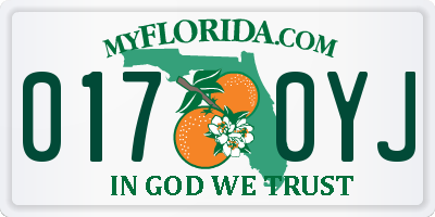 FL license plate 0170YJ