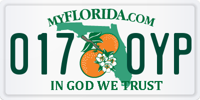 FL license plate 0170YP