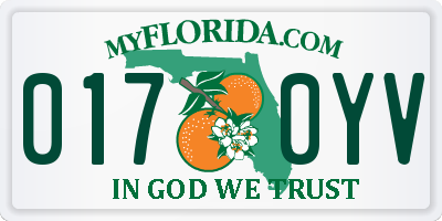 FL license plate 0170YV