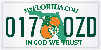 FL license plate 0170ZD