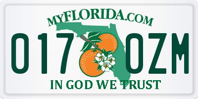 FL license plate 0170ZM