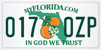 FL license plate 0170ZP