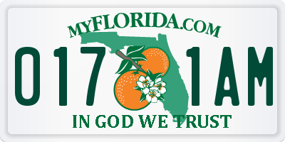 FL license plate 0171AM