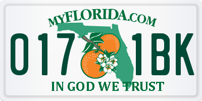 FL license plate 0171BK