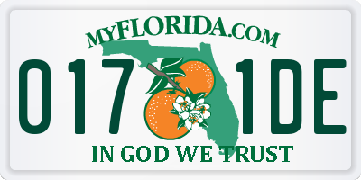 FL license plate 0171DE