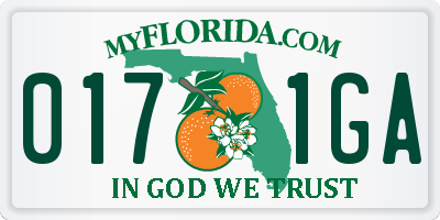 FL license plate 0171GA