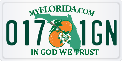 FL license plate 0171GN