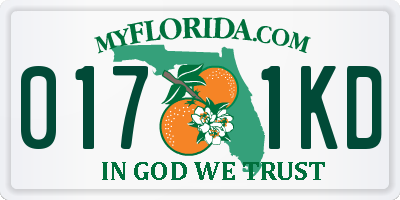 FL license plate 0171KD